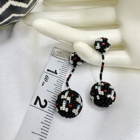 Madewell Black Beaded Southwest Ball Dangling Earrings - Picture 7 of 8
